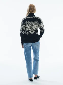 Dale of Norway Turtle-Neck^Falun Women's Sweater - Norwegian Wool Black Off White