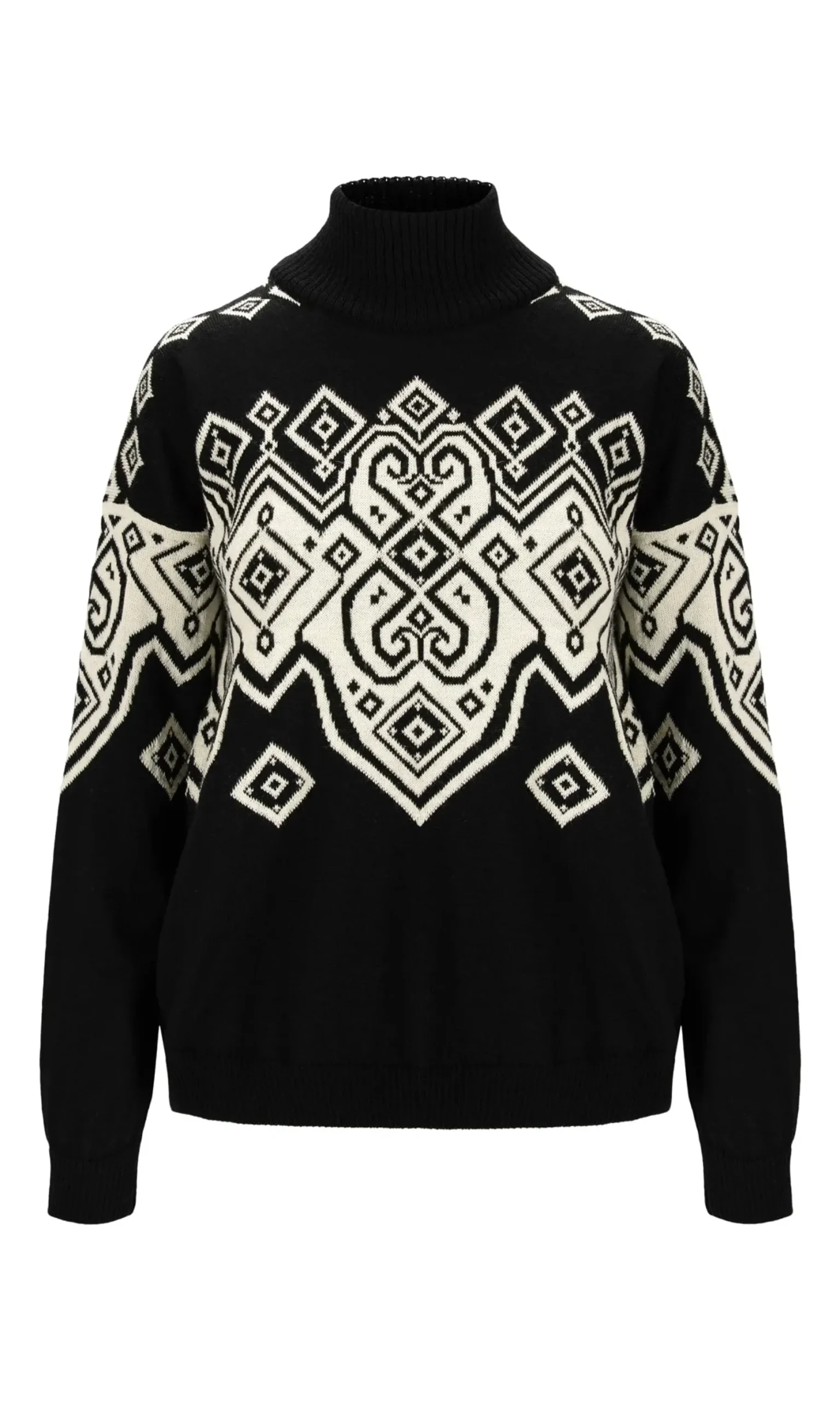 Dale of Norway Turtle-Neck^Falun Women's Sweater - Norwegian Wool Black Off White