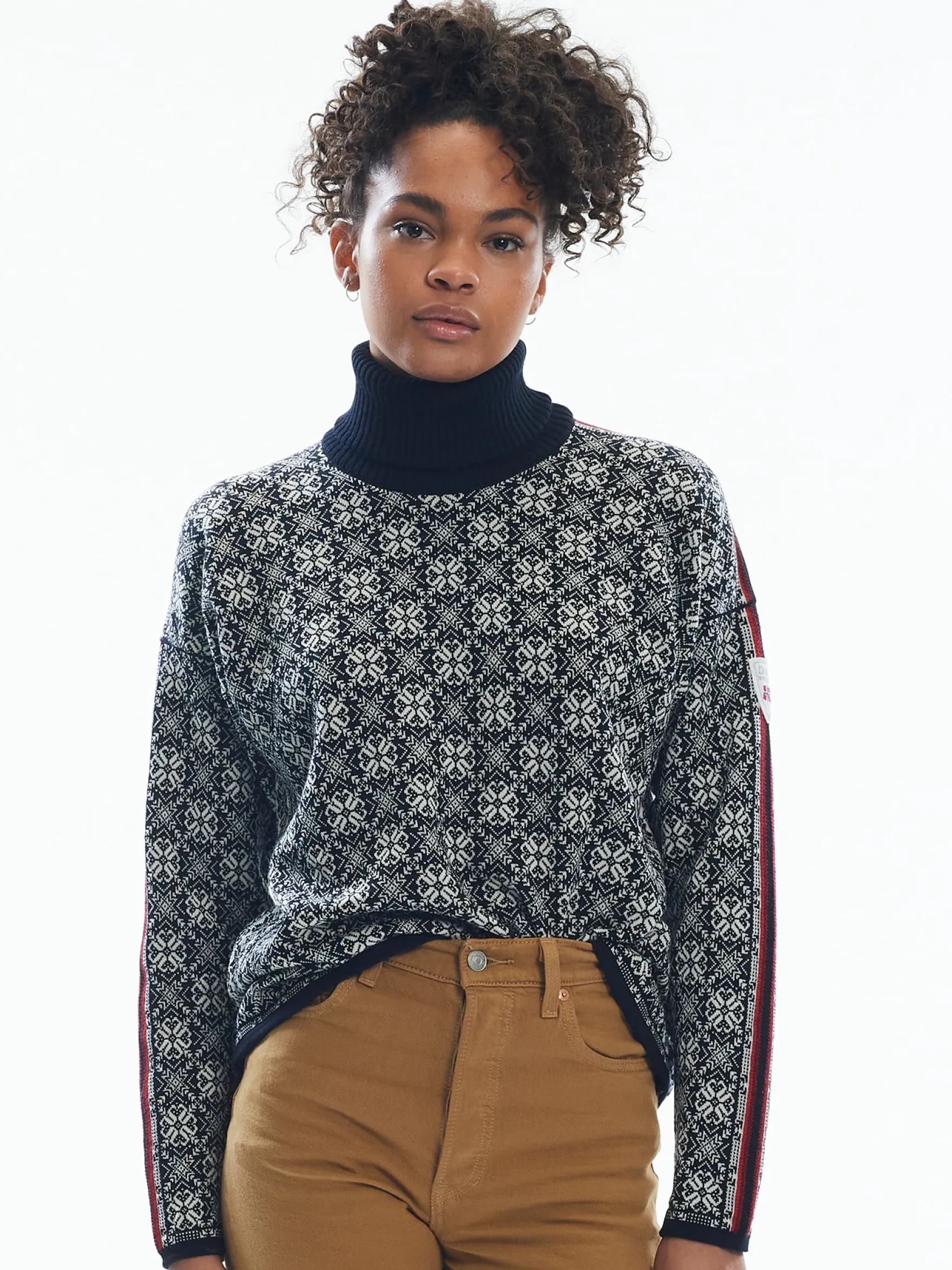 Dale of Norway Turtle-Neck^Firda Women's Sweater - Merino Wool Black Off White