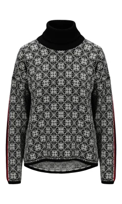 Dale of Norway Turtle-Neck^Firda Women's Sweater - Merino Wool Black Off White