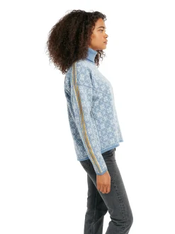 Dale of Norway Turtle-Neck^Firda Women's Sweater - Merino Wool Blue Shadow Off White