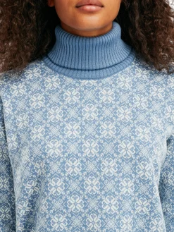 Dale of Norway Turtle-Neck^Firda Women's Sweater - Merino Wool Blue Shadow Off White