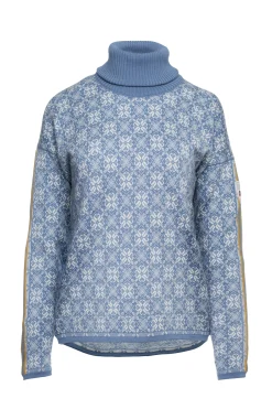 Dale of Norway Turtle-Neck^Firda Women's Sweater - Merino Wool Blue Shadow Off White