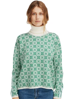 Dale of Norway Turtle-Neck^Firda Women's Sweater - Merino Wool Brightgreen Offwhite