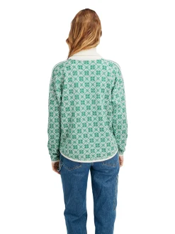 Dale of Norway Turtle-Neck^Firda Women's Sweater - Merino Wool Brightgreen Offwhite