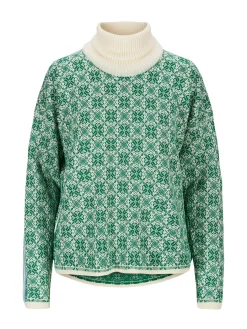 Dale of Norway Turtle-Neck^Firda Women's Sweater - Merino Wool Brightgreen Offwhite