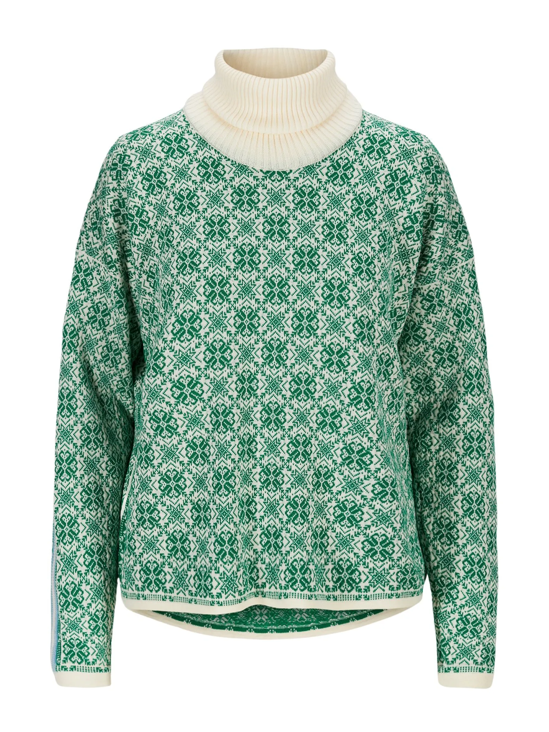 Dale of Norway Turtle-Neck^Firda Women's Sweater - Merino Wool Brightgreen Offwhite