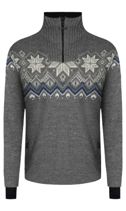 Dale of Norway Weatherproof^Fongen Weatherproof Men's Sweater - Norwegian Wool Smoke Offwhite Indigo Charcoal