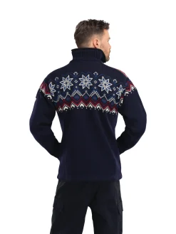 Dale of Norway Weatherproof^Fongen Weatherproof Men's Sweater - Norwegian Wool Navy Offwhite Redrose Indigo