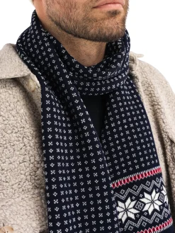 Dale of Norway Scarves^Garmisch Scarf - Merino Wool Navy Red Offwhite