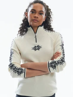 Dale of Norway Half-Zip^Geilo Women's Sweater - Merino Wool Offwhite Black