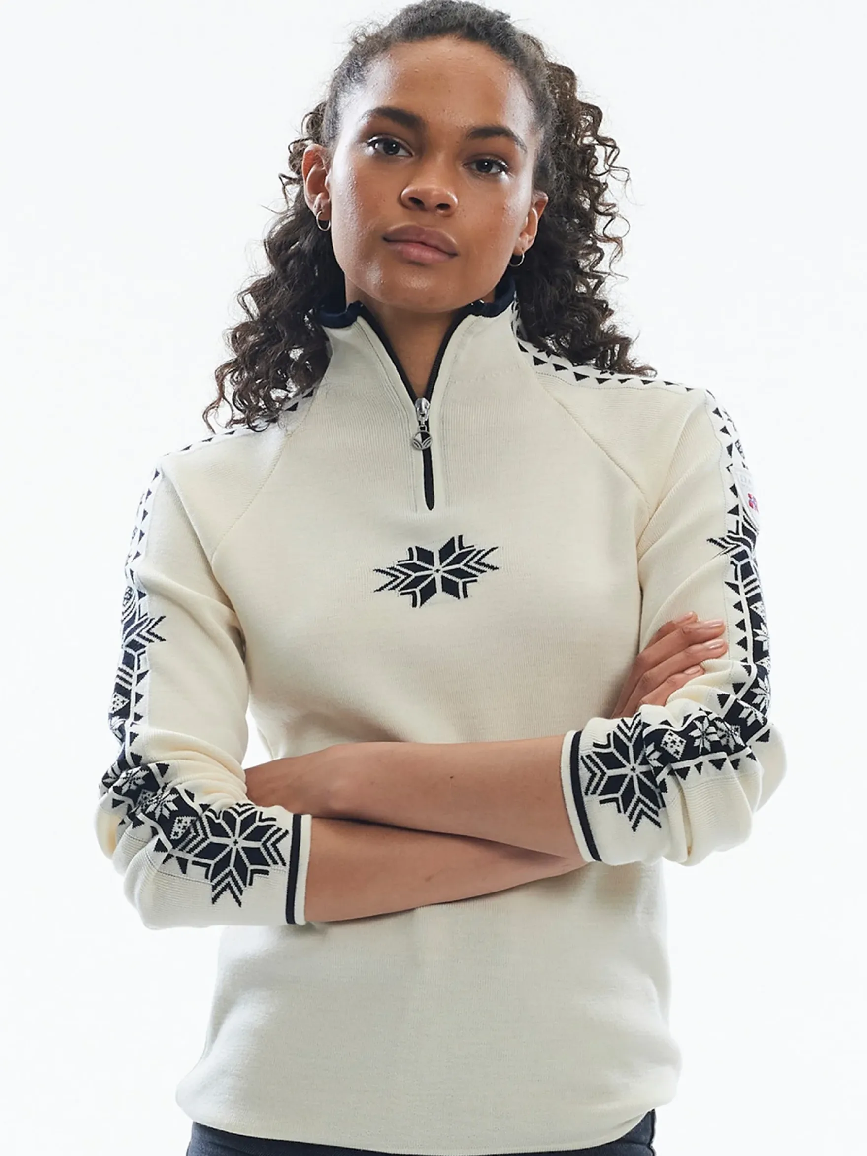 Dale of Norway Half-Zip^Geilo Women's Sweater - Merino Wool Offwhite Black