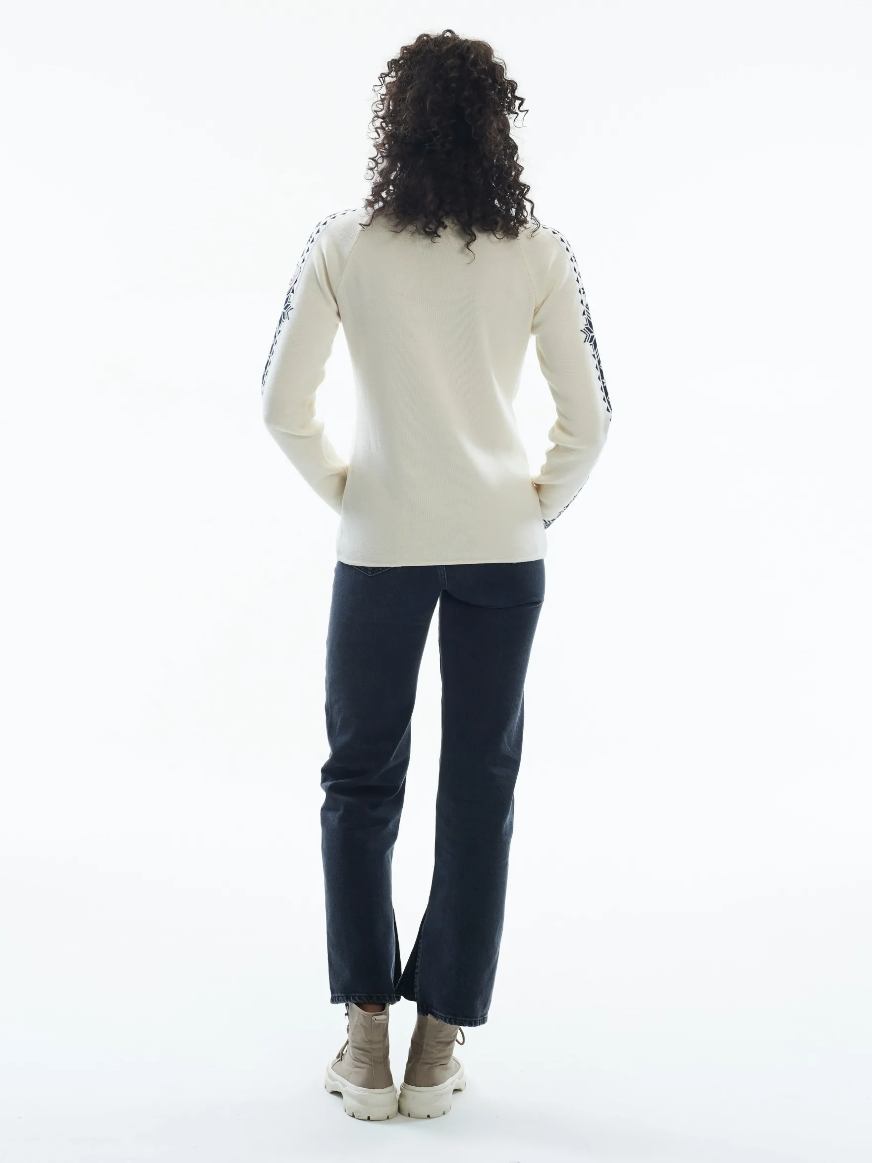 Dale of Norway Half-Zip^Geilo Women's Sweater - Merino Wool Offwhite Black