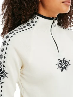 Dale of Norway Half-Zip^Geilo Women's Sweater - Merino Wool Offwhite Black
