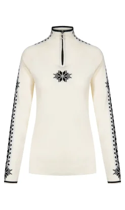 Dale of Norway Half-Zip^Geilo Women's Sweater - Merino Wool Offwhite Black