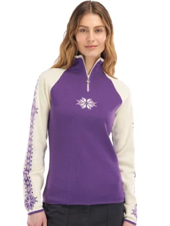 Dale of Norway Half-Zip^Geilo Women's Sweater - Merino Wool Darkpurple Offwhite