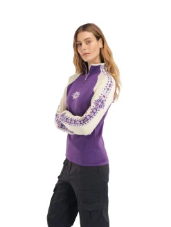 Dale of Norway Half-Zip^Geilo Women's Sweater - Merino Wool Darkpurple Offwhite
