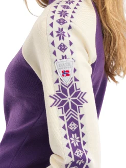 Dale of Norway Half-Zip^Geilo Women's Sweater - Merino Wool Darkpurple Offwhite