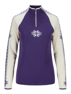Dale of Norway Half-Zip^Geilo Women's Sweater - Merino Wool Darkpurple Offwhite