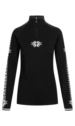 Dale of Norway Half-Zip^Geilo Women's Sweater - Merino Wool Black Offwhite