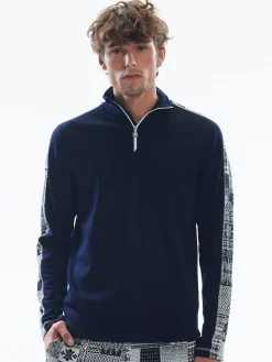 Dale of Norway Next-To-Skin^History Basic Men's Sweater - Superfine Merino Navy Offwhite