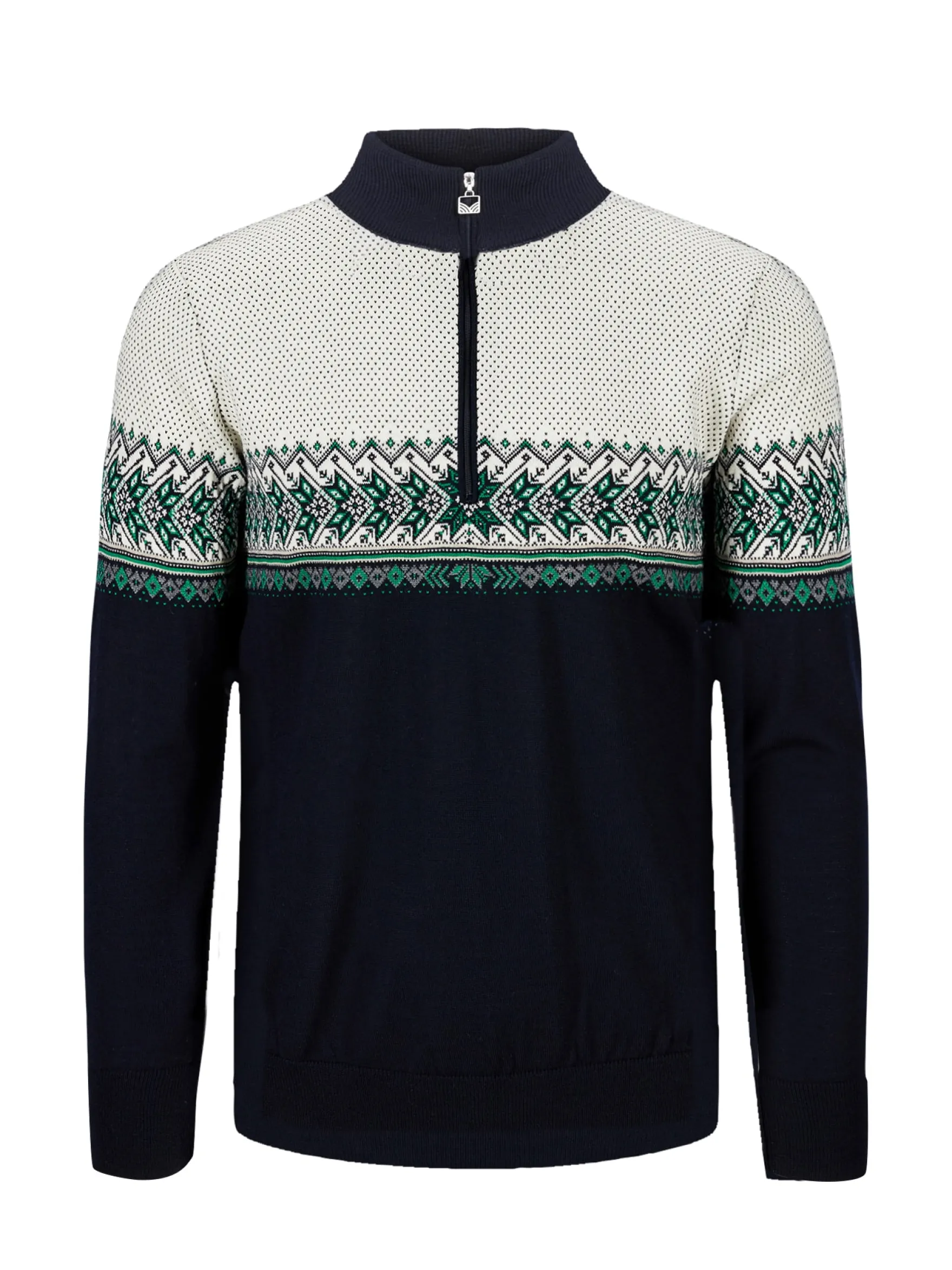 Dale of Norway Half-Zip^Hovden Men's Sweater - Merino Wool Navy Brightgreen Offwhite