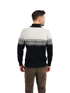 Dale of Norway Half-Zip^Hovden Men's Sweater - Merino Wool Black Lightcharcoal Smoke