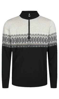 Dale of Norway Half-Zip^Hovden Men's Sweater - Merino Wool Black Lightcharcoal Smoke