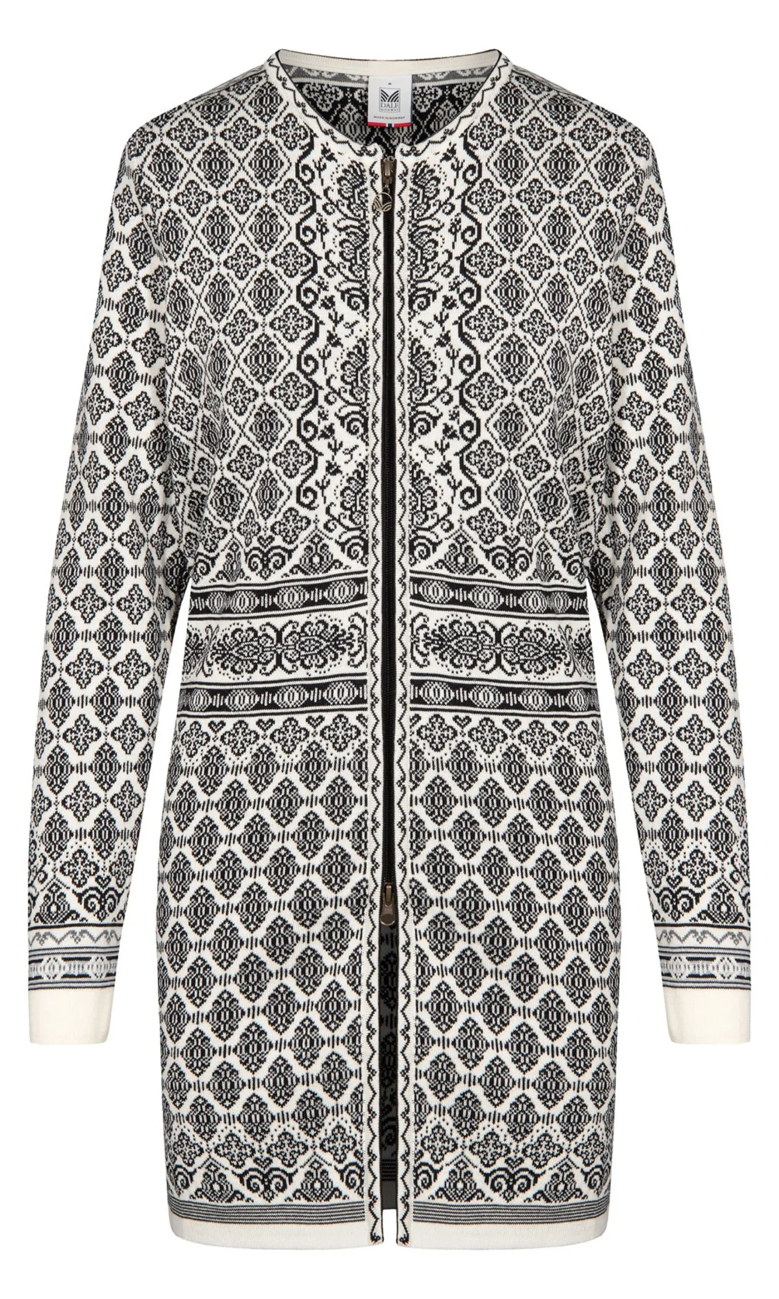 Dale of Norway Long Jackets^Ingeborg Women's Jacket - Merino Offwhite Black Grauvig. Smoke