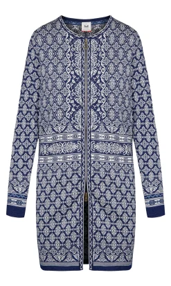 Dale of Norway Long Jackets^Ingeborg Women's Jacket - Merino Electricstorm Offwhite Blue