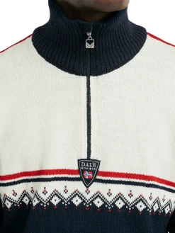 Dale of Norway Half-Zip^Lahti Men's Knit Sweater Navy Off White Raspberry