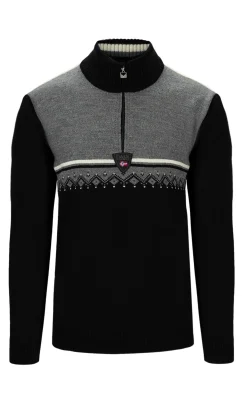Dale of Norway Half-Zip^Lahti Men's Knit Sweater Black Smoke Off White