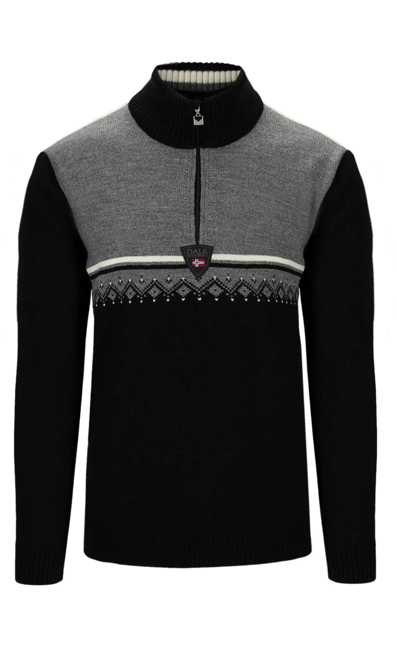 Dale of Norway Half-Zip^Lahti Men's Knit Sweater Black Smoke Off White