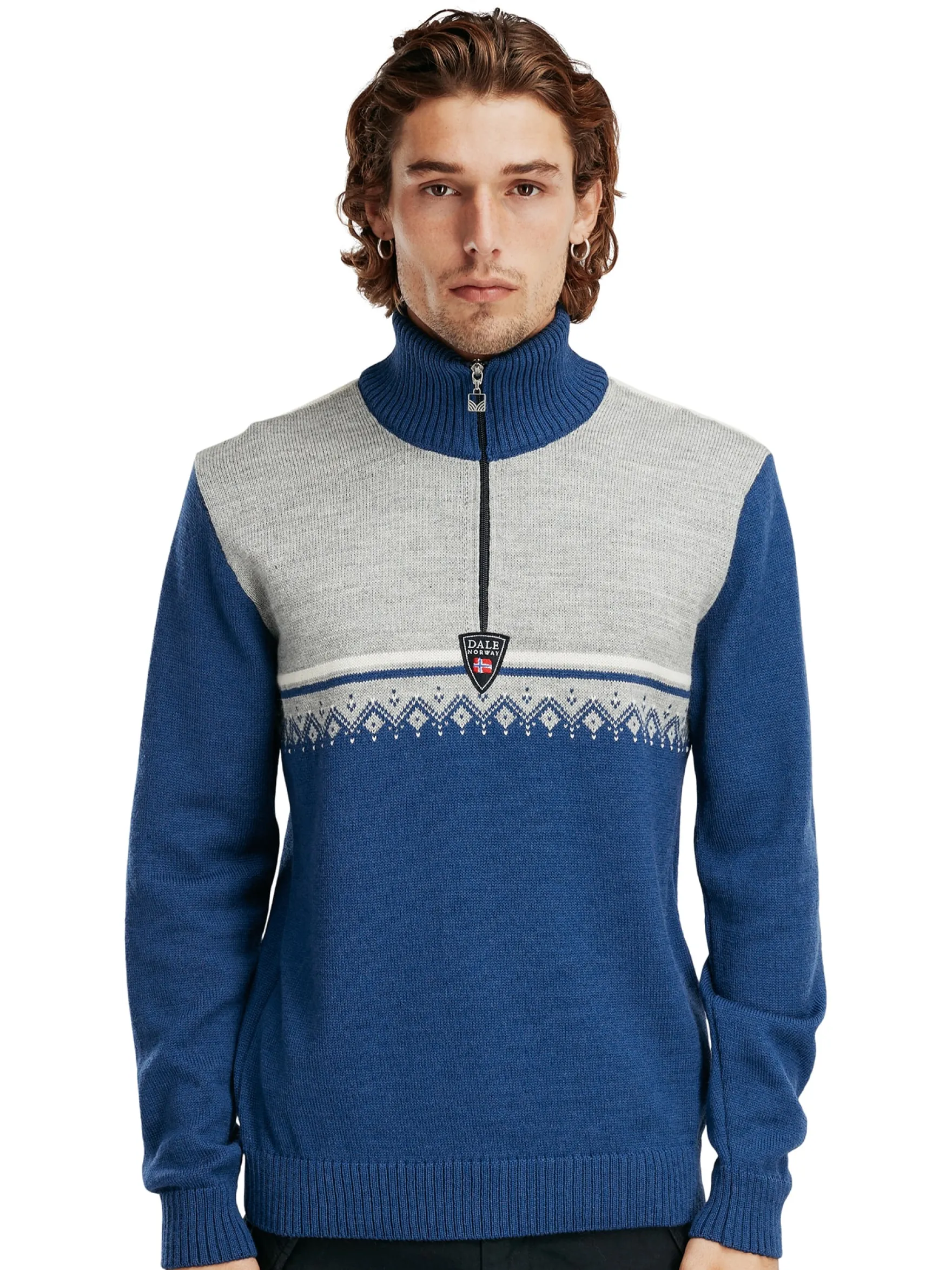 Dale of Norway Half-Zip^Lahti Men's Knit Sweater Indigo Lightcharcoal Offwhite