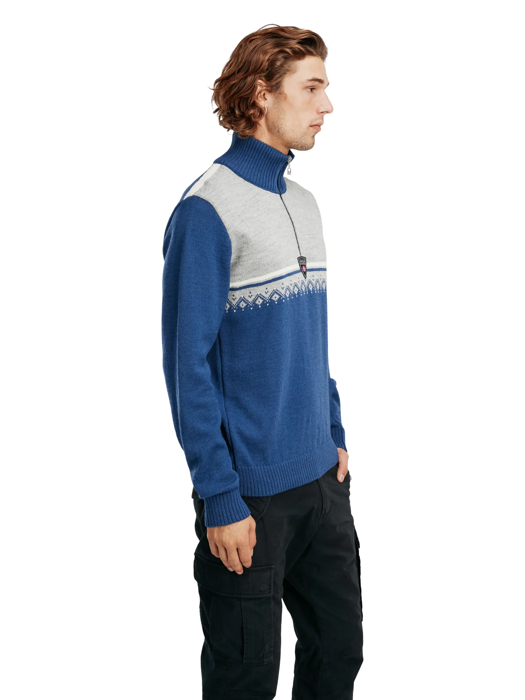 Dale of Norway Half-Zip^Lahti Men's Knit Sweater Indigo Lightcharcoal Offwhite