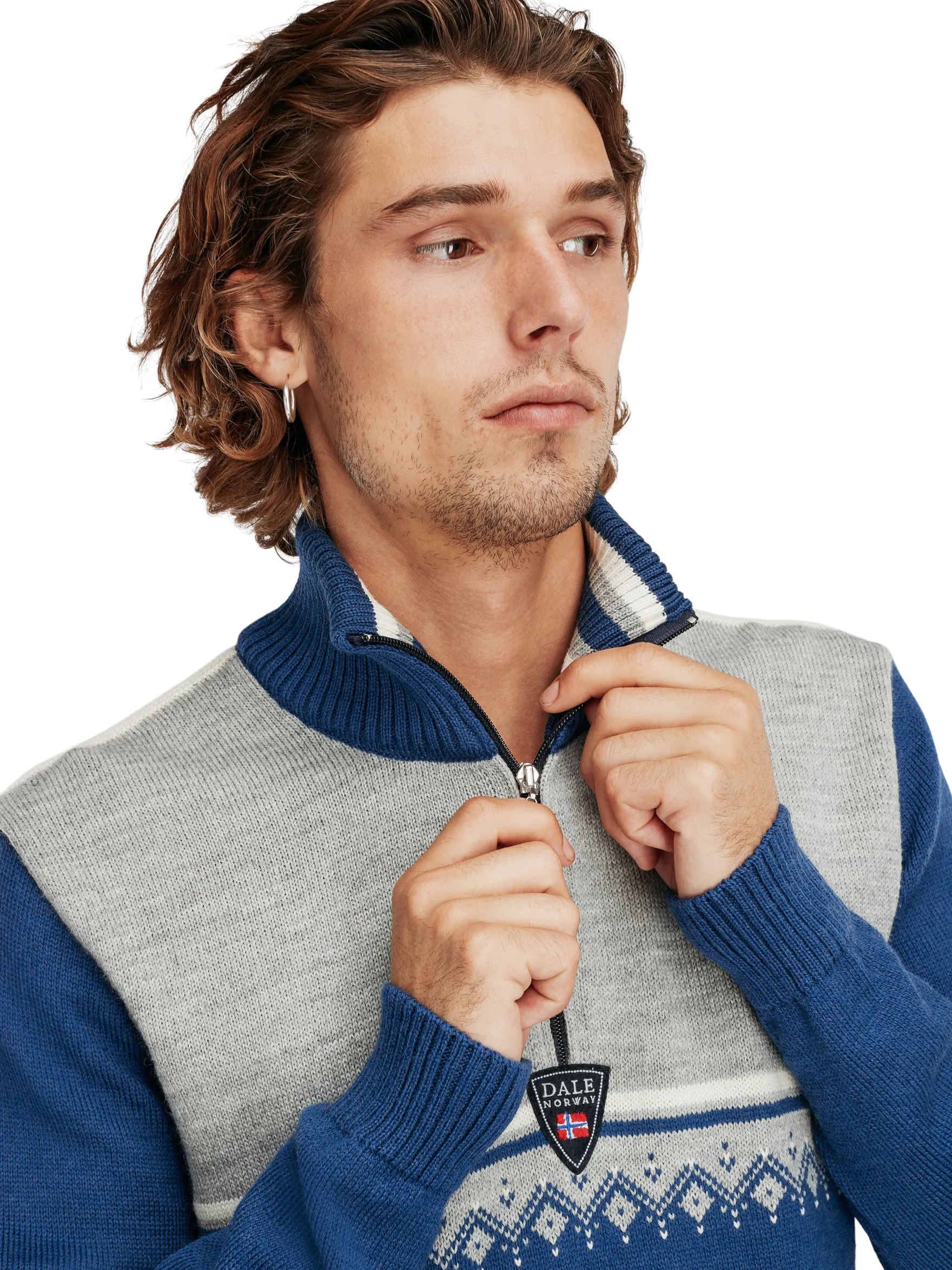 Dale of Norway Half-Zip^Lahti Men's Knit Sweater Indigo Lightcharcoal Offwhite
