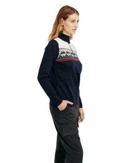 Dale of Norway Half-Zip^Liberg Women's Sweater Marine Raspberry Offwhite