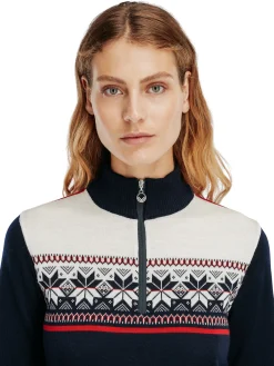 Dale of Norway Half-Zip^Liberg Women's Sweater Marine Raspberry Offwhite