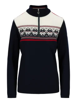 Dale of Norway Half-Zip^Liberg Women's Sweater Marine Raspberry Offwhite