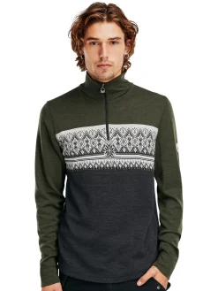Dale of Norway Next-To-Skin^Moritz Basic Men's Sweater - Superfine Merino Darkgreen Darkcharcoal Offwhit