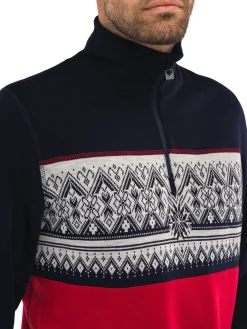 Dale of Norway Next-To-Skin^Moritz Basic Men's Sweater - Superfine Merino Raspberry Navy Offwhite