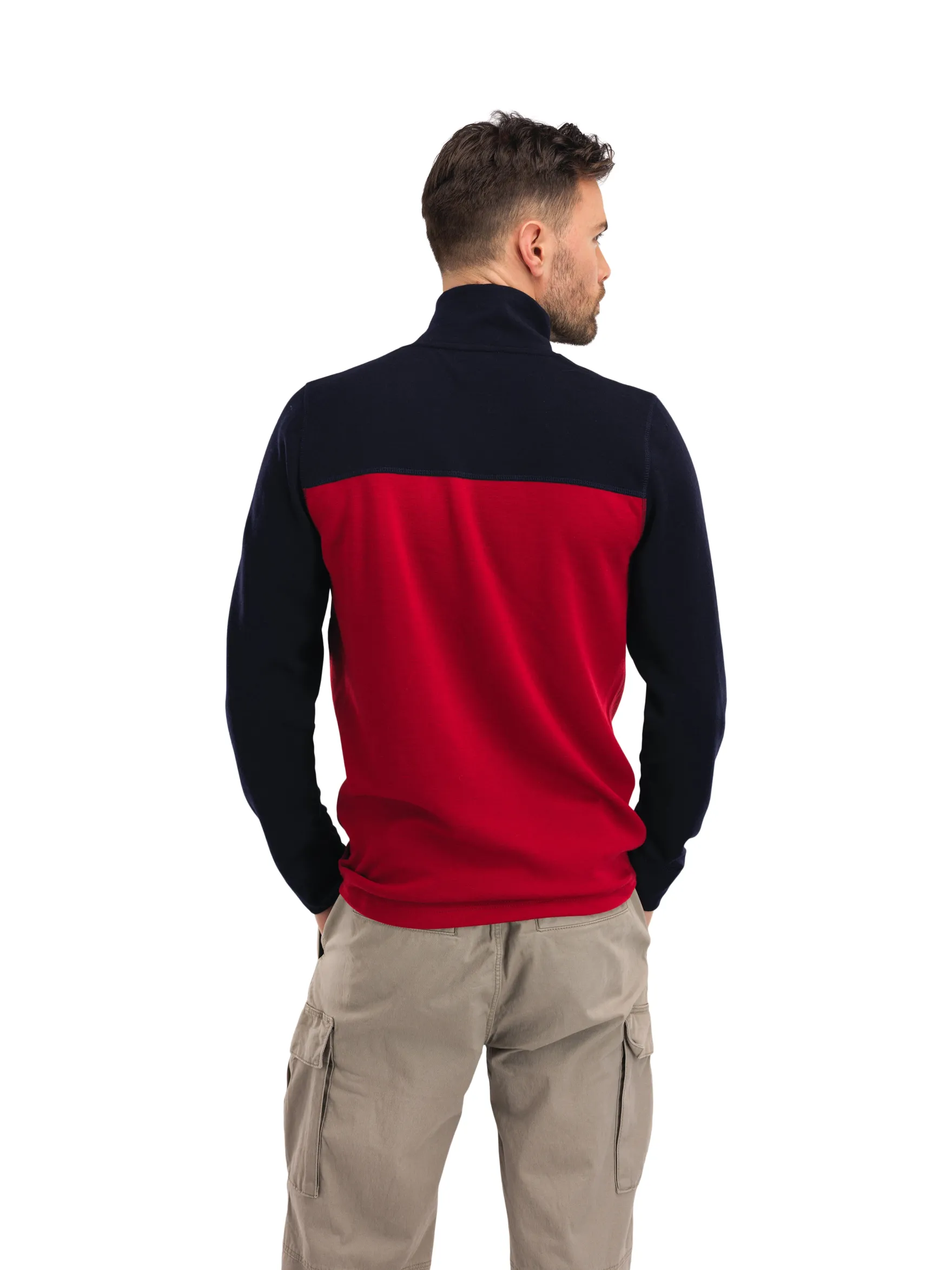 Dale of Norway Next-To-Skin^Moritz Basic Men's Sweater - Superfine Merino Raspberry Navy Offwhite