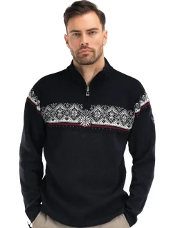 Dale of Norway Half-Zip^Moritz Men's Sweater - Merino Wool Darkcharcoal Raspberry Black