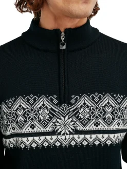 Dale of Norway Half-Zip^Moritz Men's Sweater - Merino Wool Black Offwhite Darkcharcoal