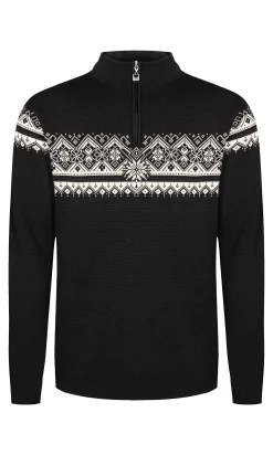 Dale of Norway Half-Zip^Moritz Men's Sweater - Merino Wool Black Offwhite Darkcharcoal