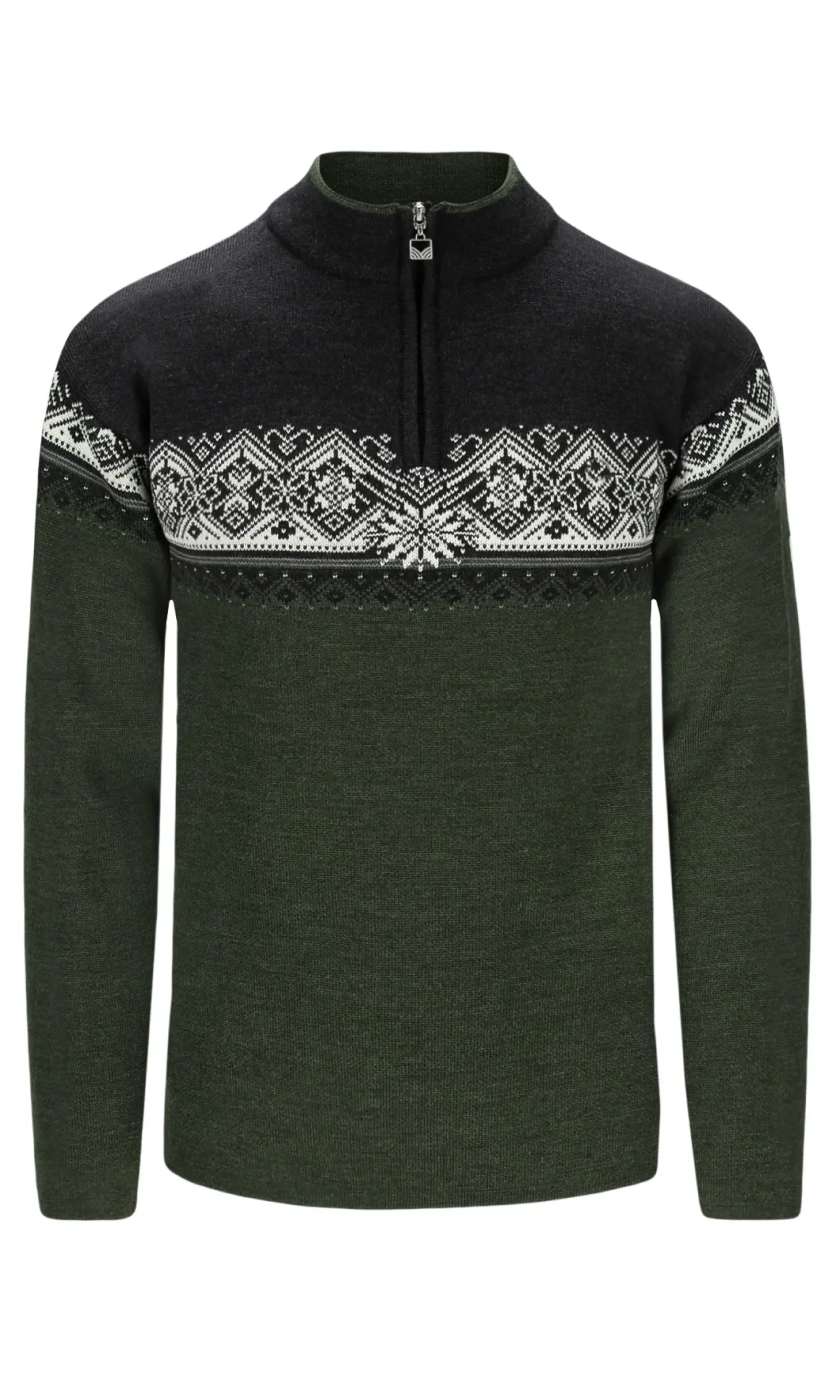 Dale of Norway Half-Zip^Moritz Men's Sweater - Merino Wool Darkgreen Smoke Darkcharcoal