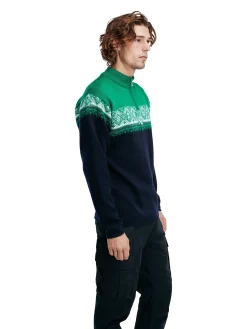 Dale of Norway Half-Zip^Moritz Men's Sweater - Merino Wool Navy Brightgreen