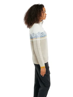Dale of Norway Half-Zip^Moritz Women's Sweater - Merino Wool Sand Offwhite Blueshadow