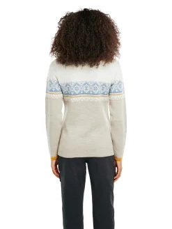 Dale of Norway Half-Zip^Moritz Women's Sweater - Merino Wool Sand Offwhite Blueshadow