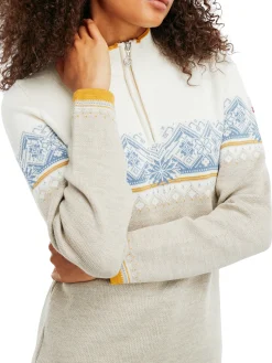 Dale of Norway Half-Zip^Moritz Women's Sweater - Merino Wool Sand Offwhite Blueshadow